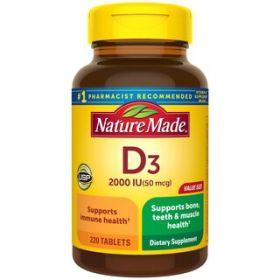 1Nature Made Vitamin D3 1000 IU (25 mcg) Tablets, Dietary Supplement for Bone and Immune Health Support, 350 Count